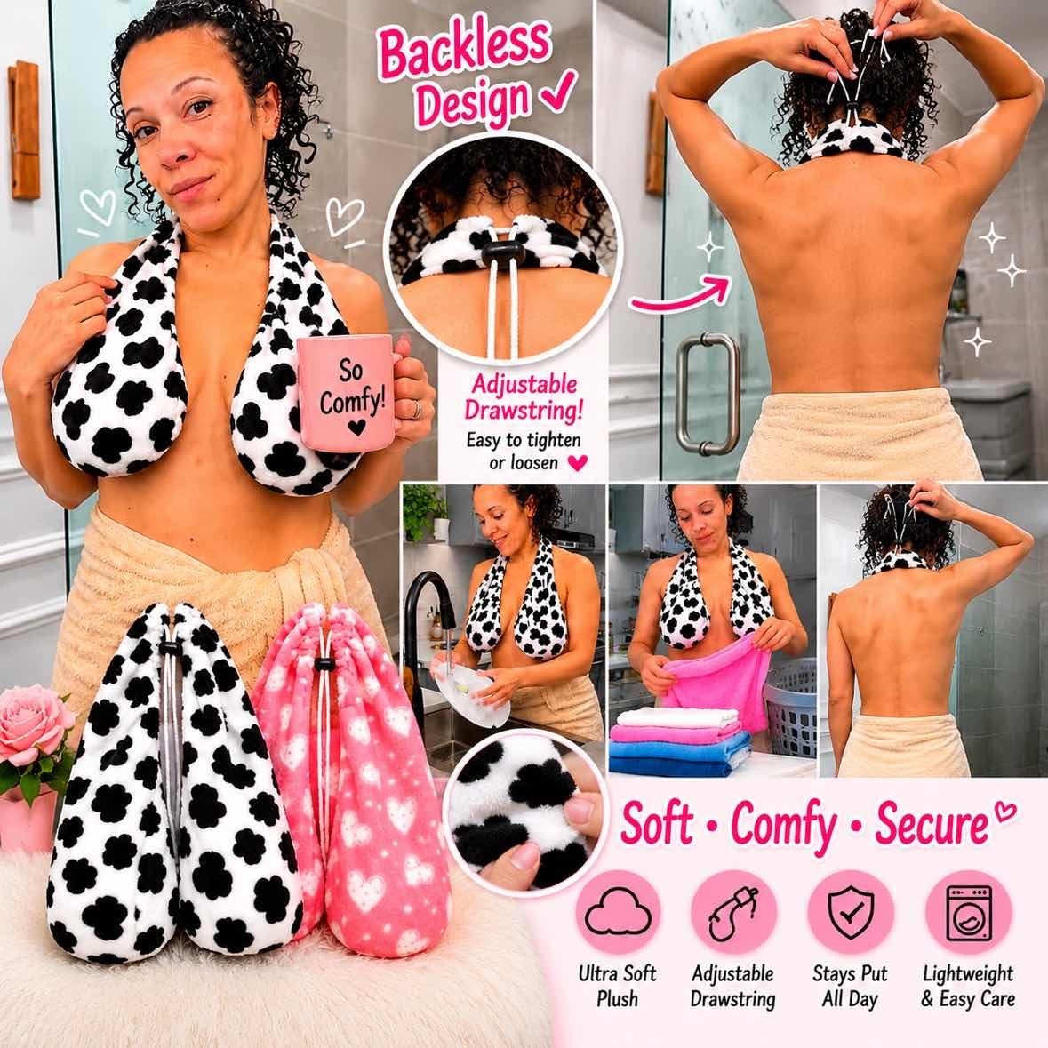 🔥The Viral Titty Towel – Hands-Free Adjustable Shower Towel Bra for Women | Ultra Soft Plush & Moisture Absorbing