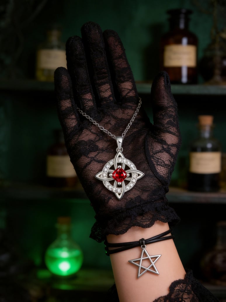 Free Shipping ! ✨ Mystical Birthstone Witches Knot Necklace – Natural Crystal 🔮💞Protect Your Loved Ones