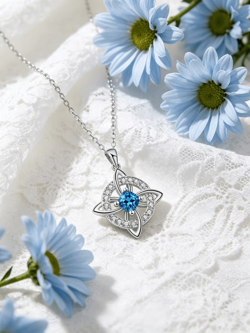 Free Shipping ! ✨ Mystical Birthstone Witches Knot Necklace – Natural Crystal 🔮💞Protect Your Loved Ones