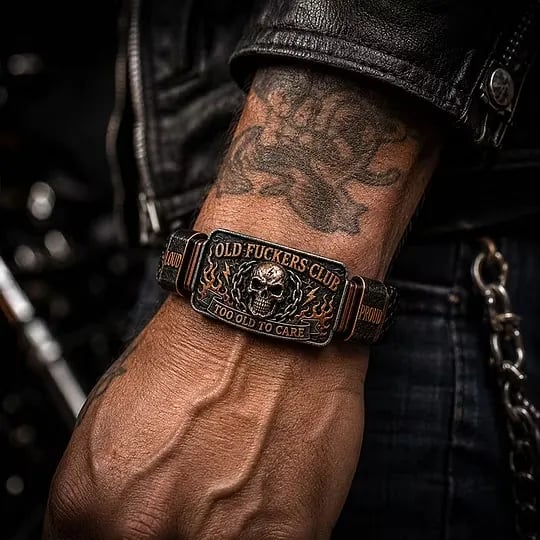 💀 OLD FUCKERS CLUBTM Skull Bracelet – A Badge for Men Who’ve Earned Every Scar & Story