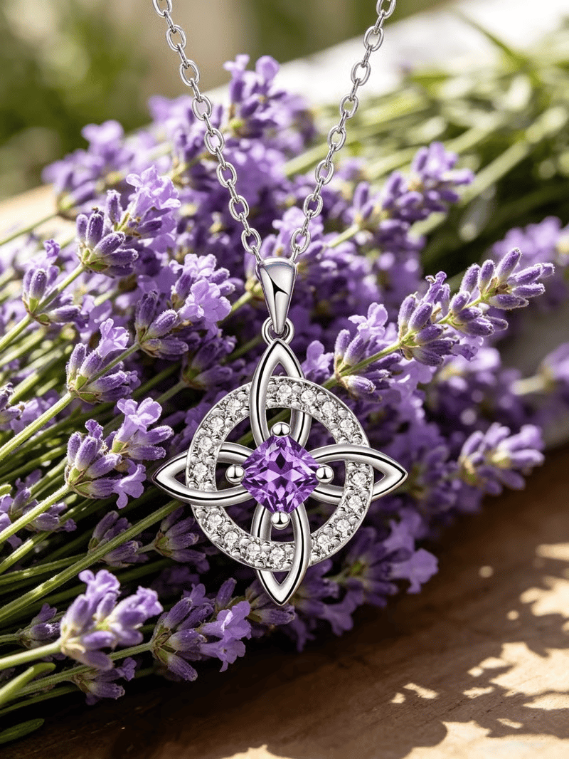 Free Shipping ! ✨ Mystical Birthstone Witches Knot Necklace – Natural Crystal 🔮💞Protect Your Loved Ones