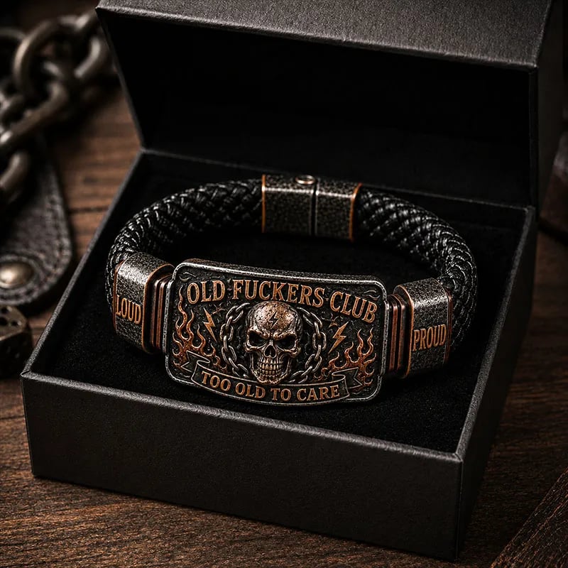 💀 OLD FUCKERS CLUBTM Skull Bracelet – A Badge for Men Who’ve Earned Every Scar & Story