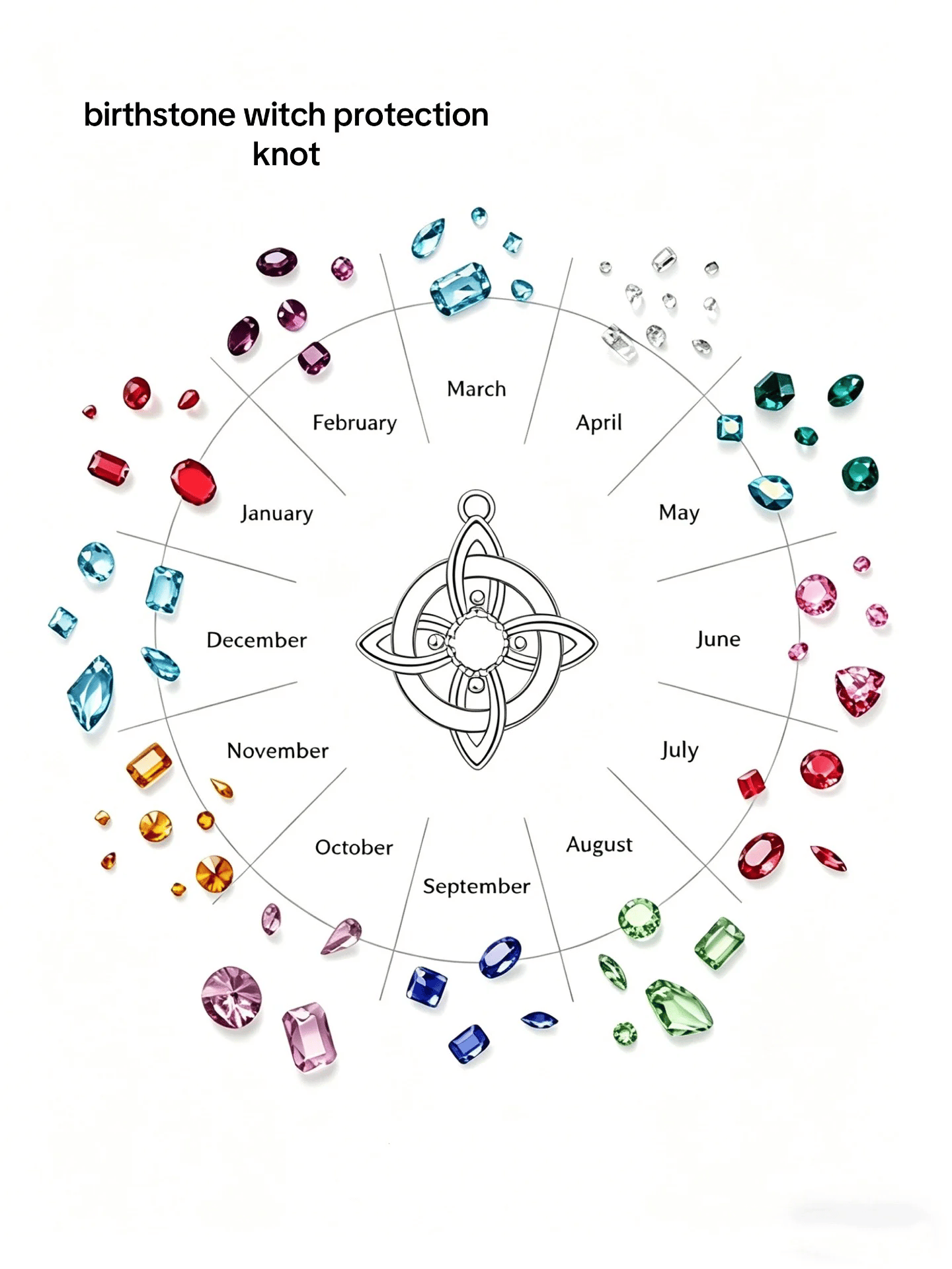 Free Shipping ! ✨ Mystical Birthstone Witches Knot Necklace – Natural Crystal 🔮💞Protect Your Loved Ones