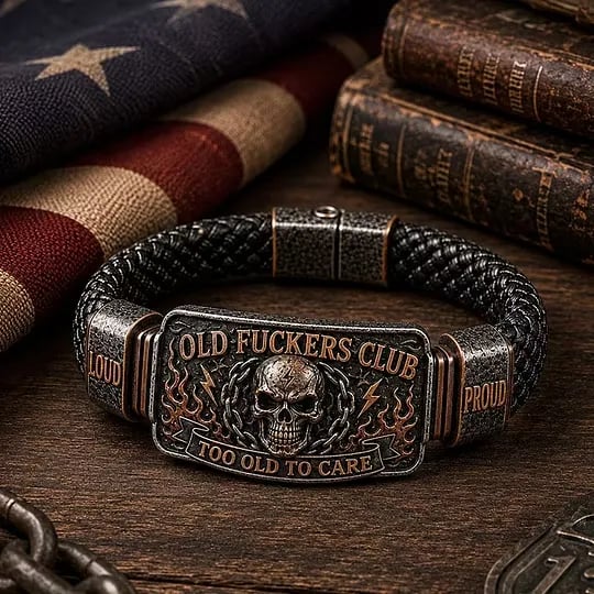 💀 OLD FUCKERS CLUBTM Skull Bracelet – A Badge for Men Who’ve Earned Every Scar & Story