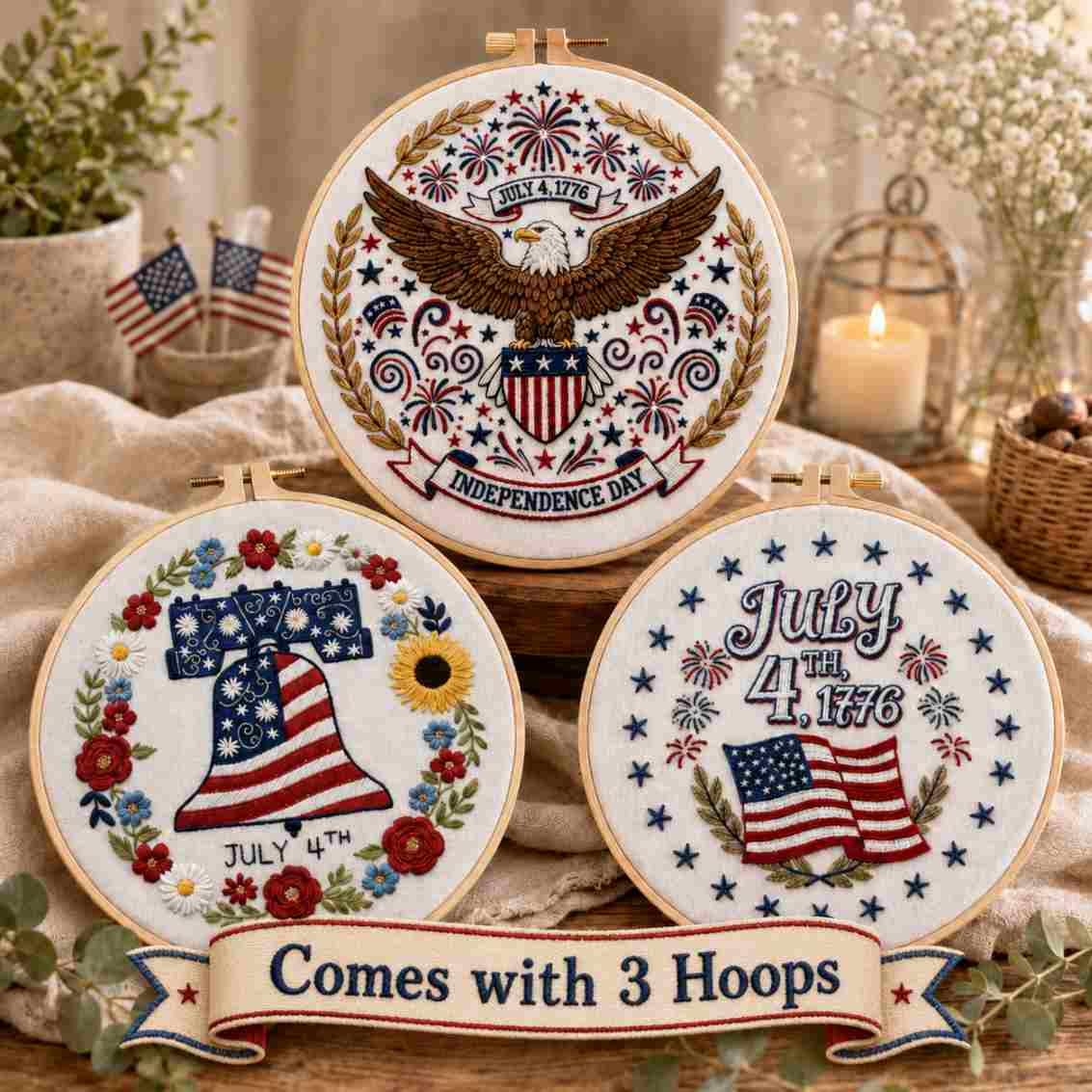 CraftHoop Independence Collection – 4th of July Embroidery Kits